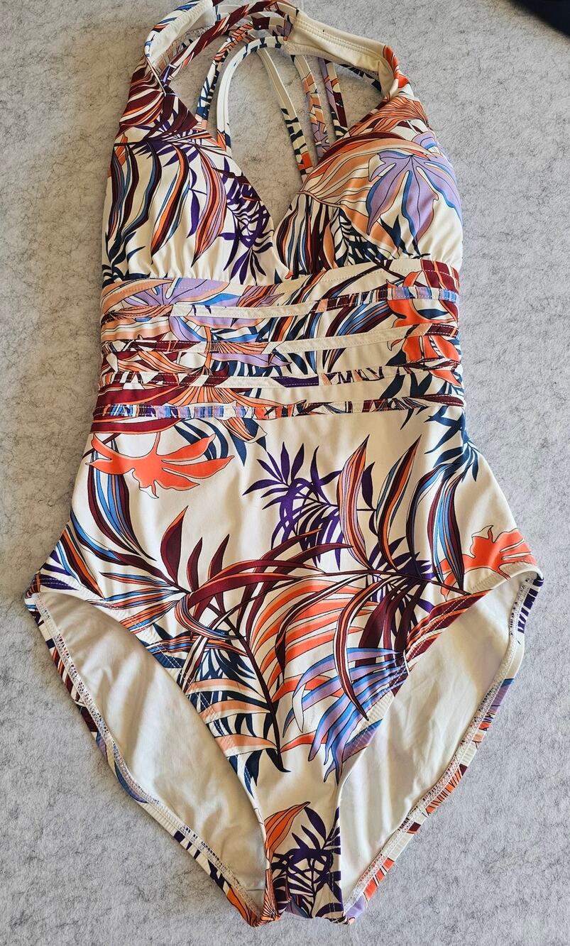 La Blanca Botanical Garden Multi-Strap Cross-Back One-Piece Swimsuit, Sz S - Picture 1 of 7